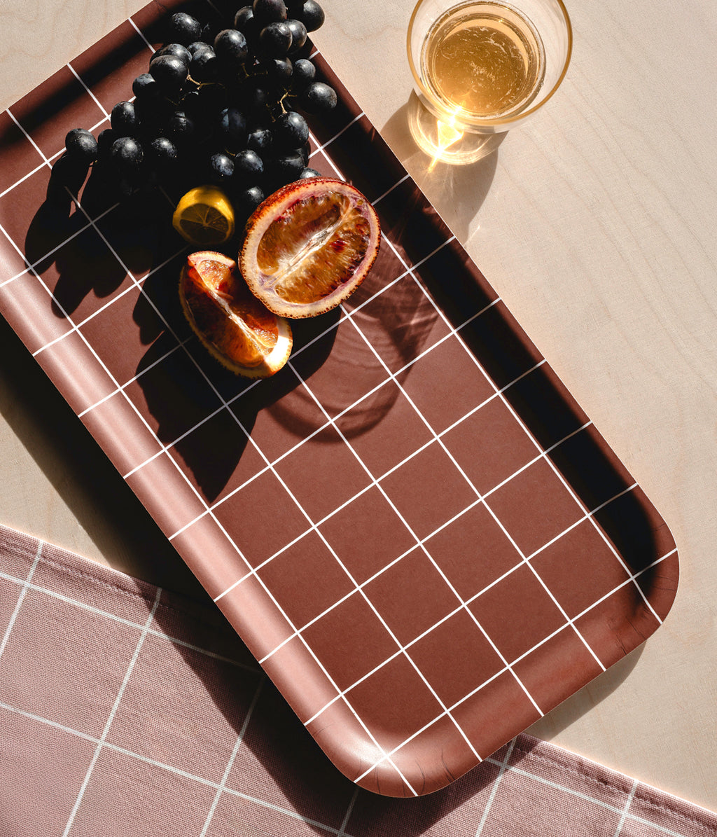 Ruudut & Raidat tarjotin ruskea 43x22cm