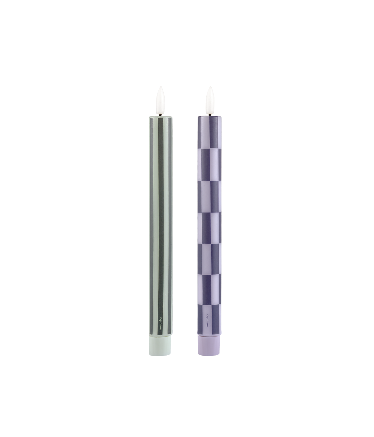 Checks & Stripes LED taper candle green/blue 25 cm 2 pcs