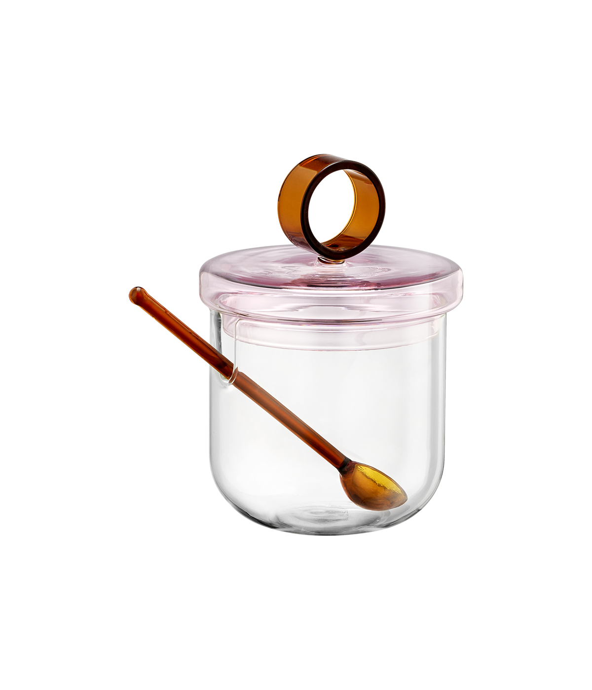 Loop sokerikko ja lusikka kirkas/pinkki/meripihka 14cm