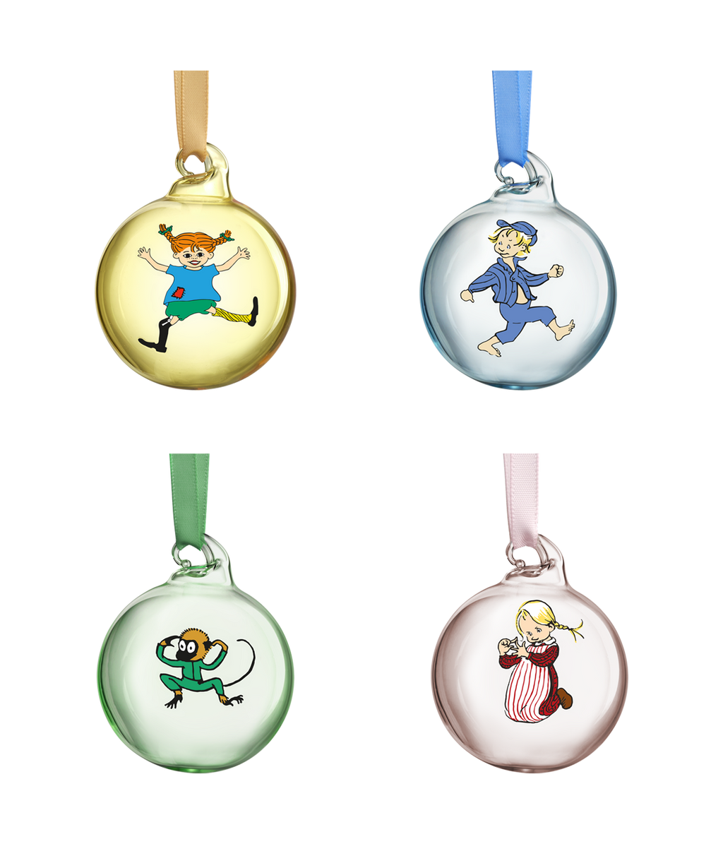 Peppi & Eemeli joulupallo Ø5cm, 4 kpl/pkt