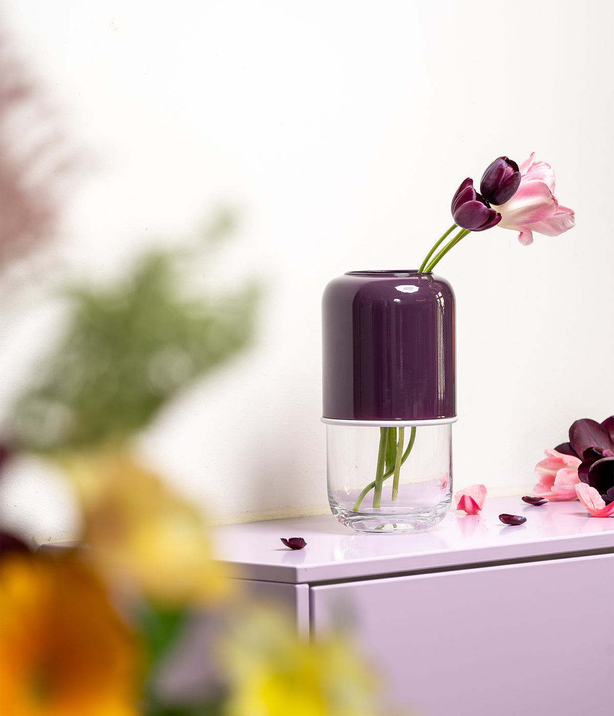 Kapseli maljakko purppura/kirkas