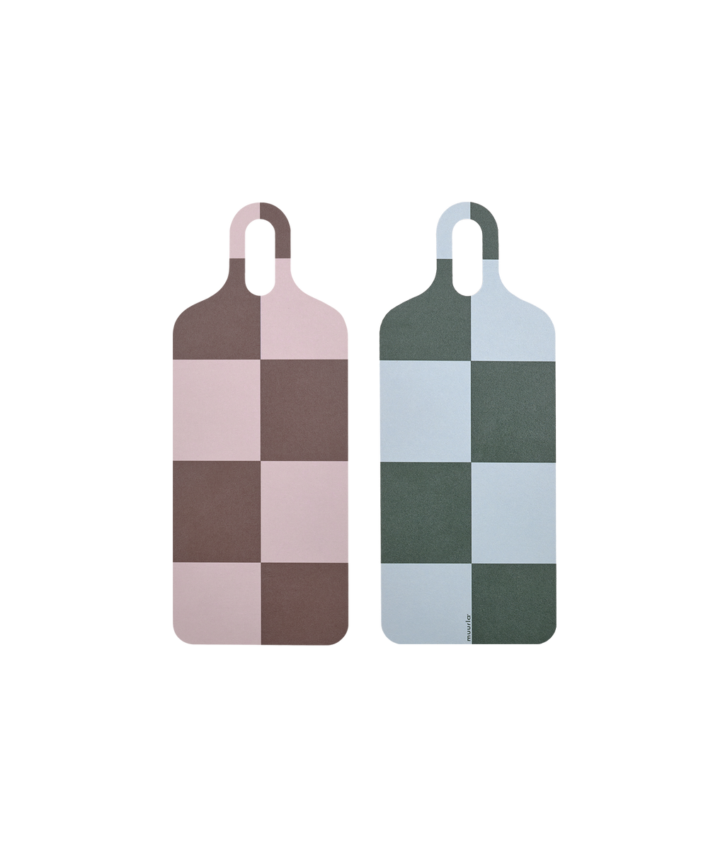 Checks & Stripes Chop & Serve board brown/pink/green checks 13 x 33 cm