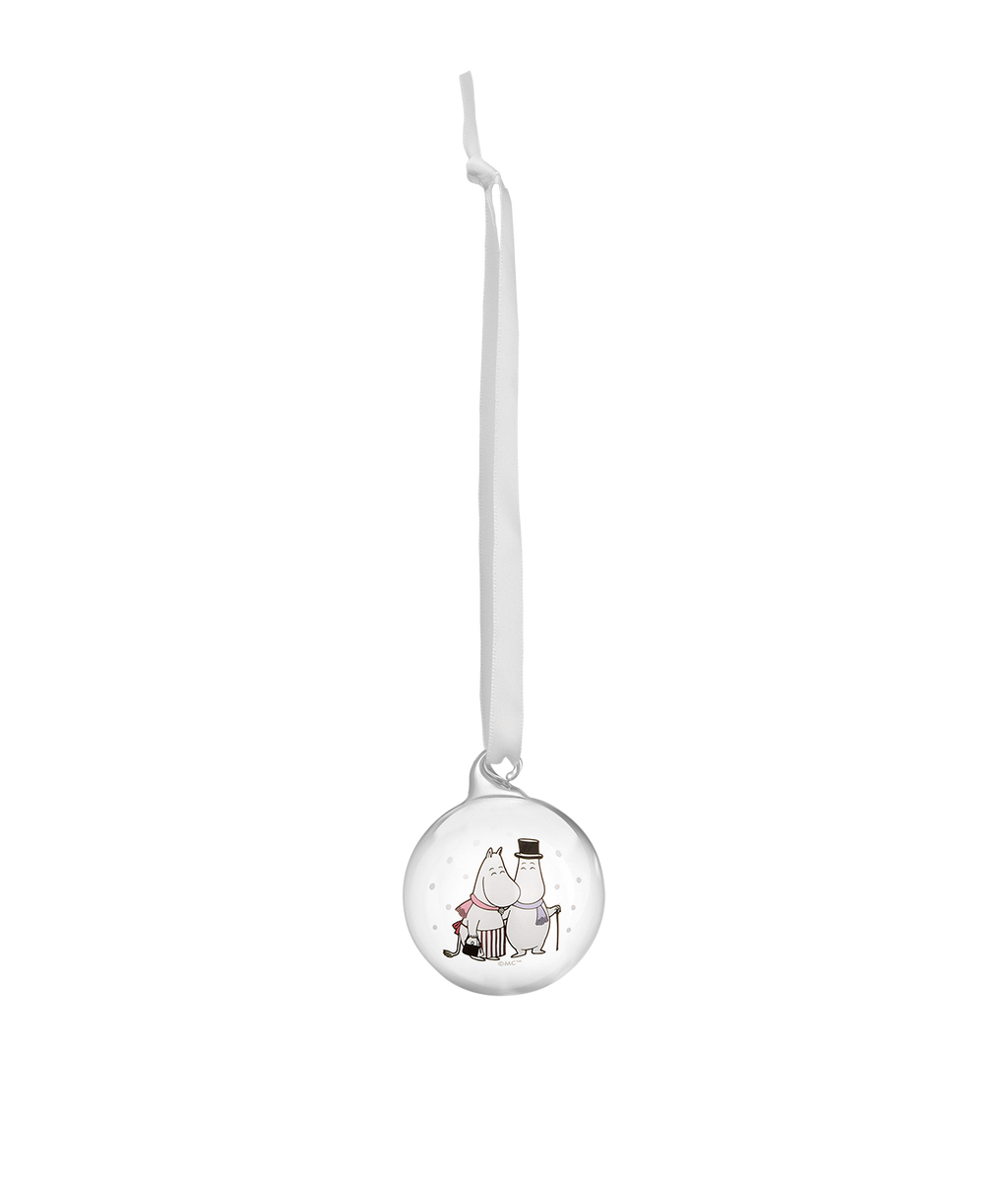 Muumi joulupallo Pakkaspäivä 5 cm, Muumimamma ja Muumipappa