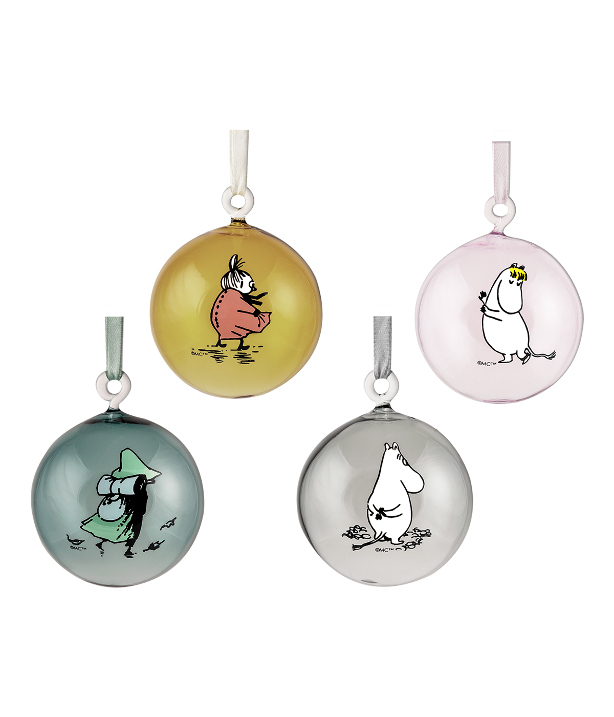 Muumi värilliset koristepallot 7cm 4kpl lahjapakkaus