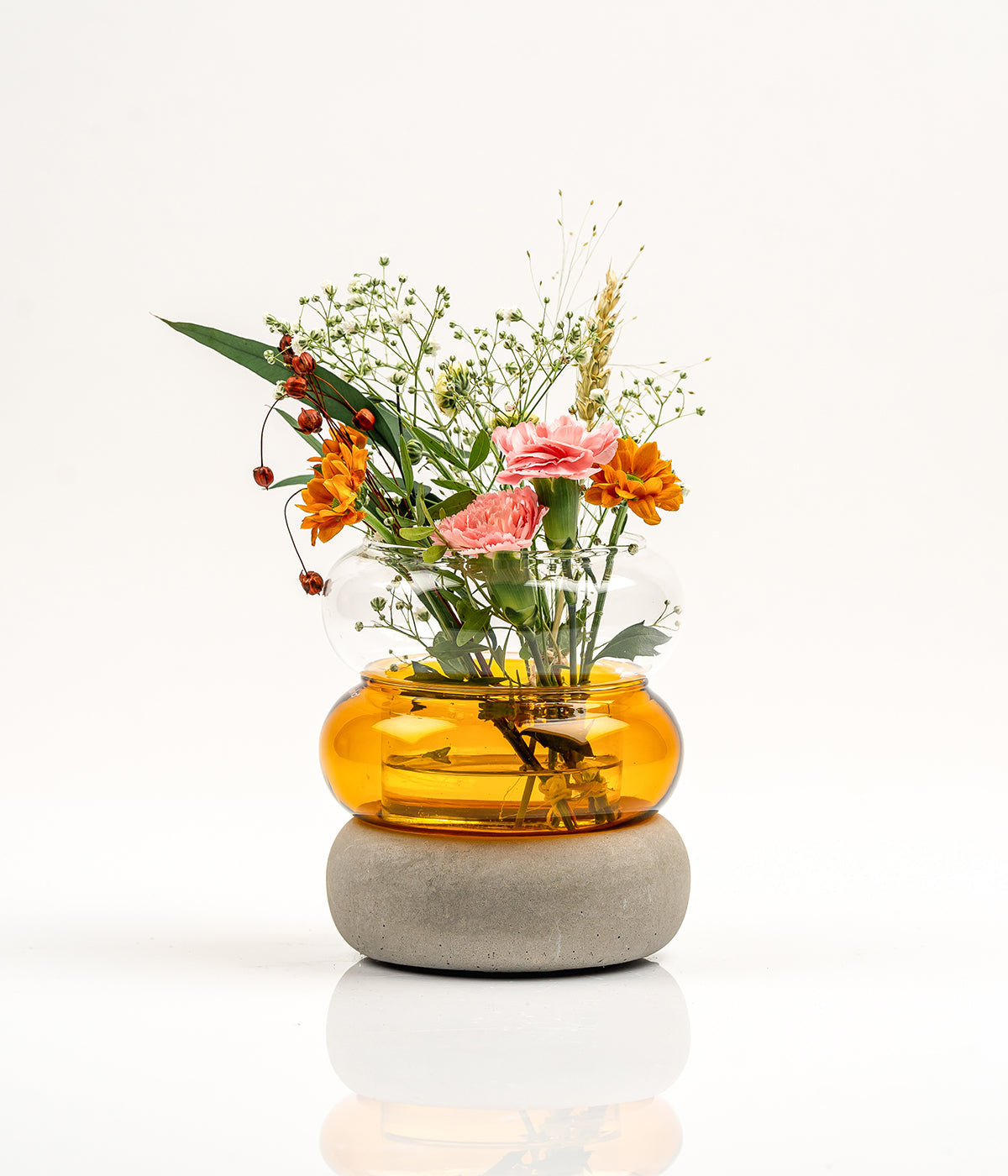 Rinkeli kynttilälyhty/maljakko meripihka 12 cm